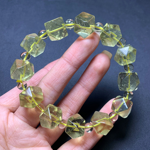 天然冰透黄金陨石双尖随形手链利比亚气泡原石水晶手串饰品情侣礼