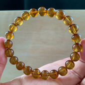 天然巴西焦糖黄碧玺手链老矿佛珠手串甜美饰品生日礼物情侣款 配饰