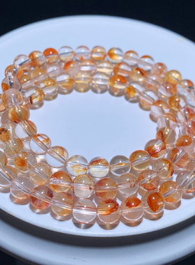 天然胶花三圈巴西手链红鸩羽手串