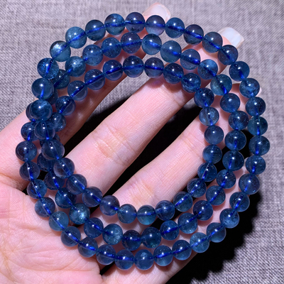 天然冰透海蓝宝多圈手链情侣饰品
