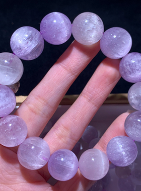 天然老矿拉丝紫锂辉石单圈手链水晶猫眼薰衣草饰品礼物男女情侣款