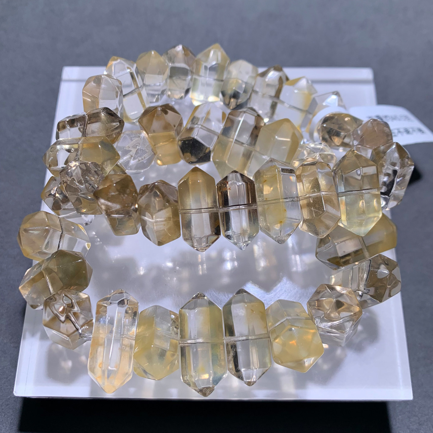 天然黄兔毛双尖水晶随形手链饰品