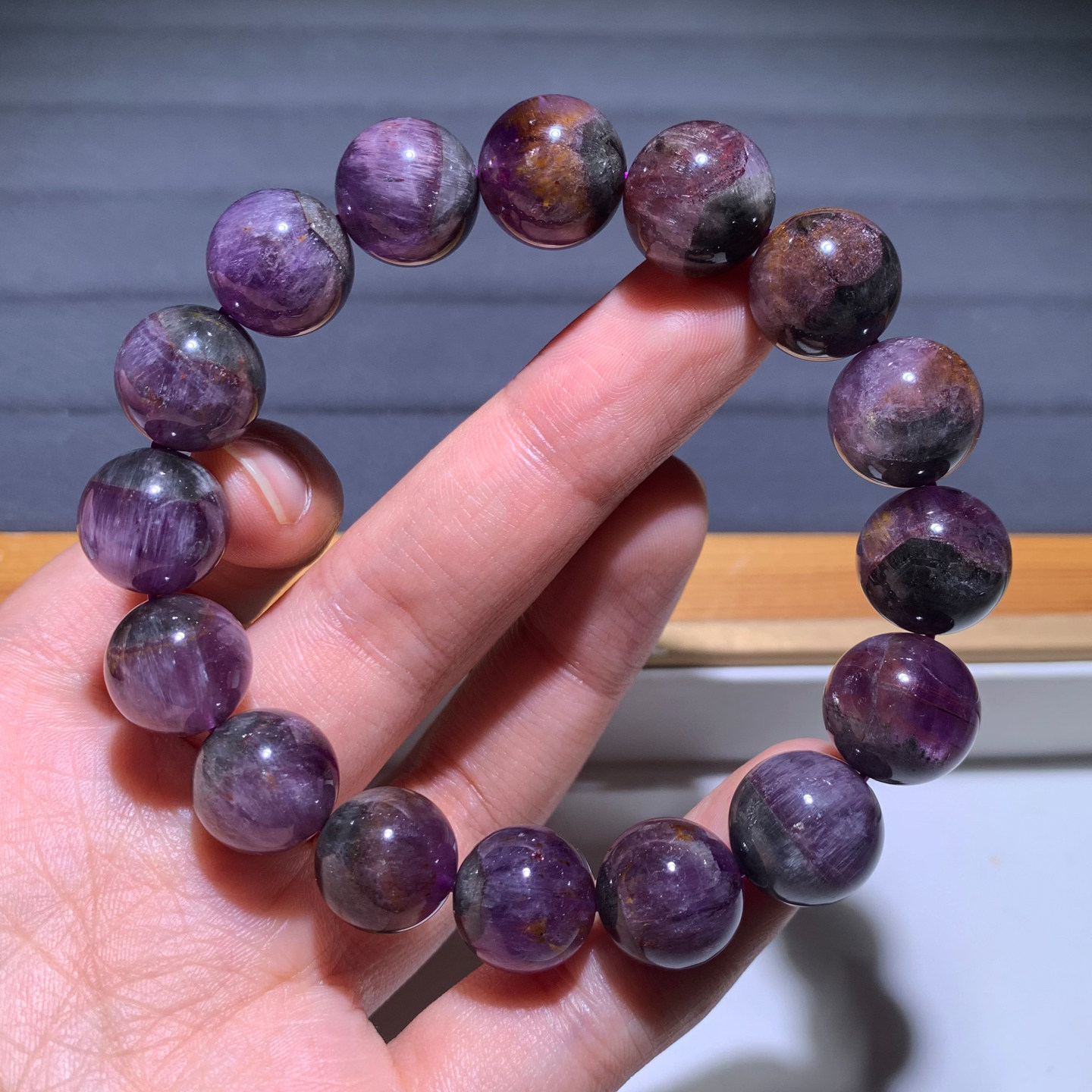 天然紫钛极光水晶手链Auralite23