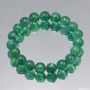 天然透体蓝绿色猫眼蓝晶石手链双色蓝海蓝宝水晶手串饰品礼物男女