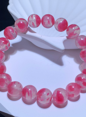 天然石英质玉蔷薇辉石樱花雨手链