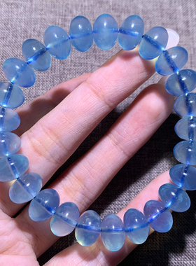 天然巴西海蓝宝盘珠单圈手串礼物
