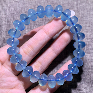 天然巴西海蓝宝盘珠单圈手串礼物