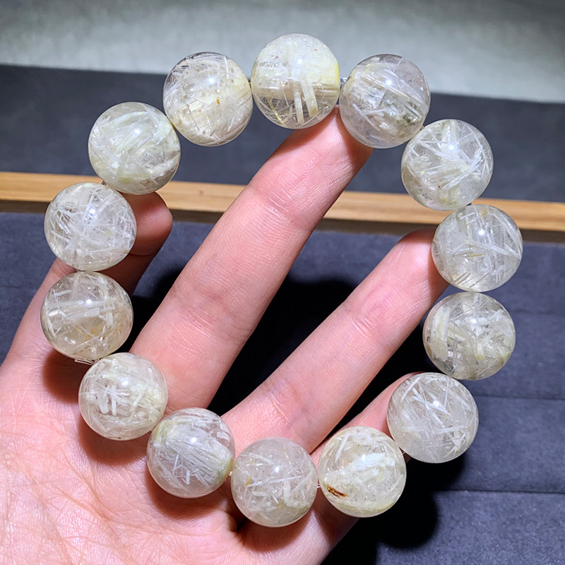 天然顺发银霜发晶水晶手链幽灵发晶钛晶单圈礼物饰品女款一物一图