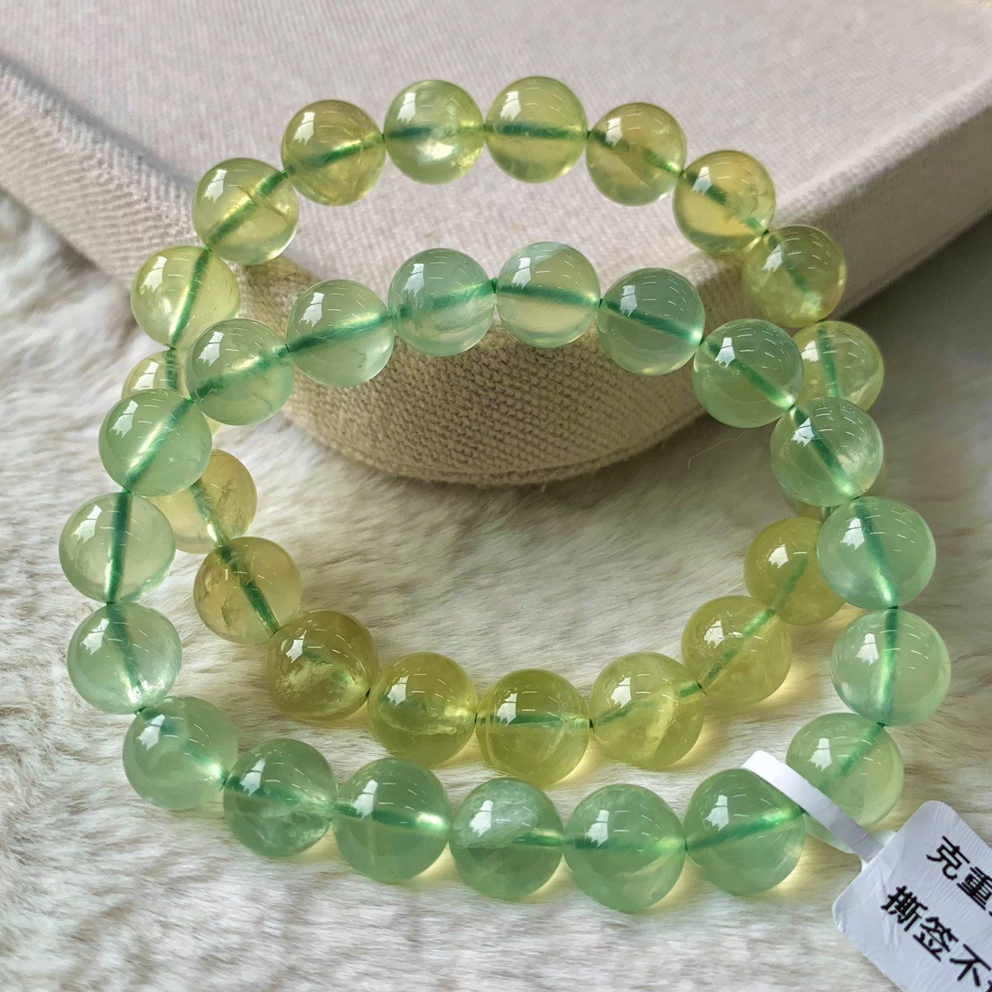 天然冰透双色葡萄石手串单圈祖母绿清新手链饰品送闺蜜女一物一图