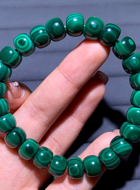 天然原色绿孔雀石老型珠随形手链