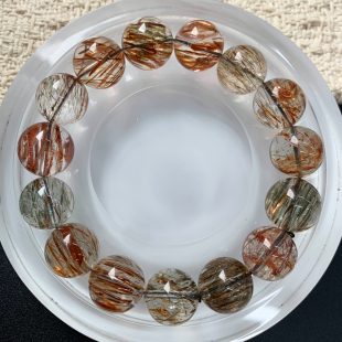 天然顺发冰透黑金超手链共生双轮骨干水晶手串礼物饰品情侣男女生