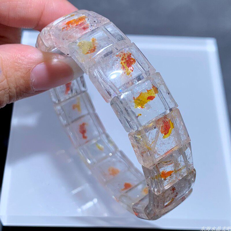天然巴西原色锦鲤胶花手排水晶女