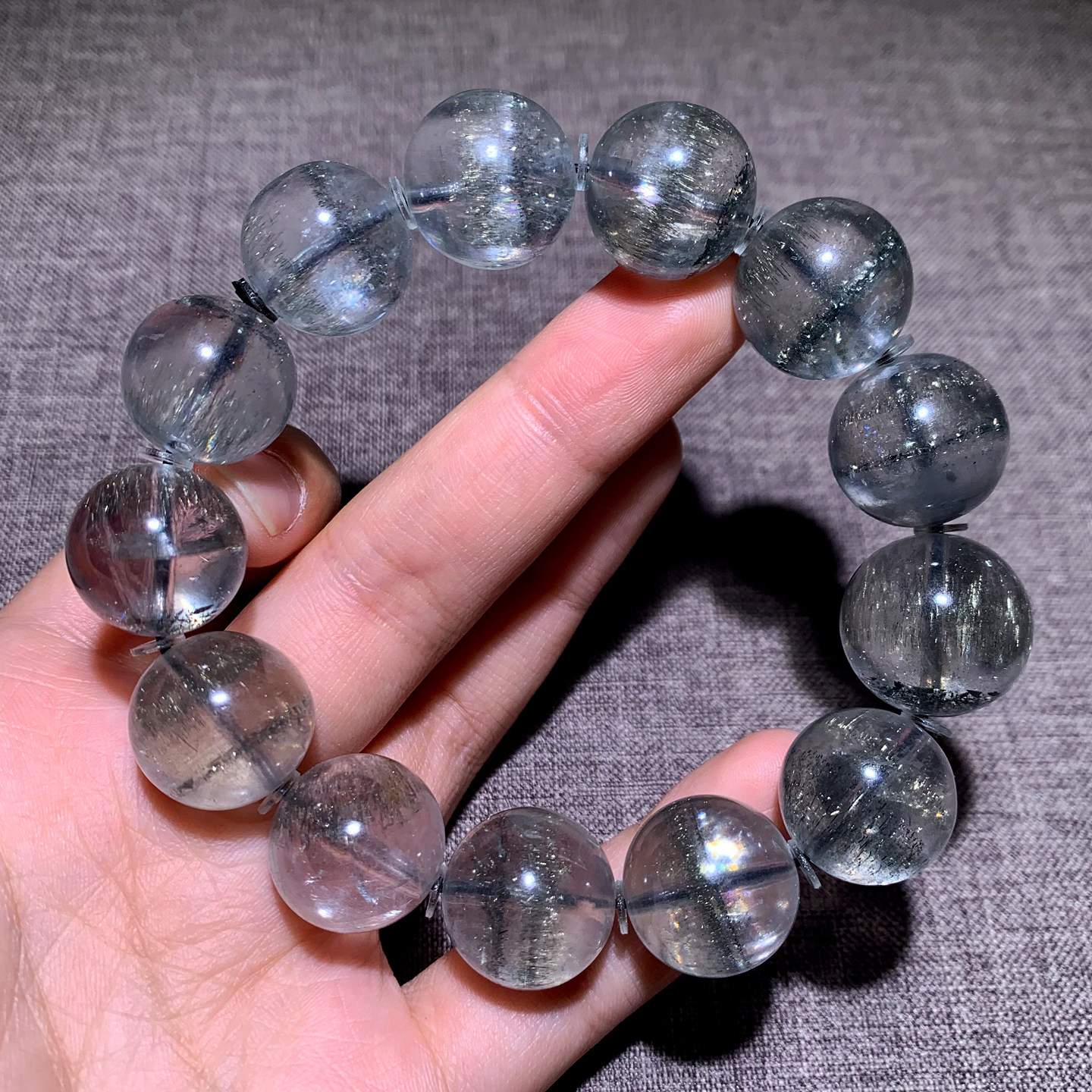 天然银针方解石单圈手链晶体发晶