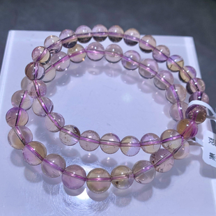 天然冰透紫黄晶手链巴西紫水晶手串水晶清新饰品送闺蜜礼物情侣款