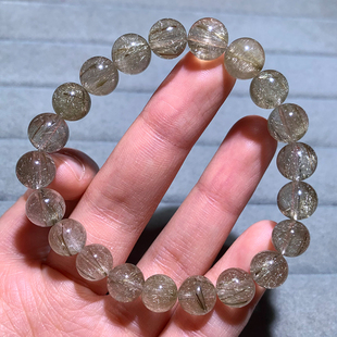 天然浓密银发晶单圈手链透体水晶发丝板钛铜发手串送礼物饰品情侣
