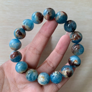 天然共生岛屿海蓝宝手链巴西民族风蓝水晶糯体体满矿手串饰品礼物