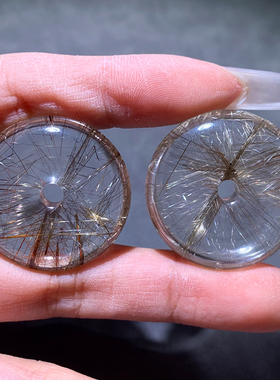 天然维纳斯银发晶平安扣吊坠透体