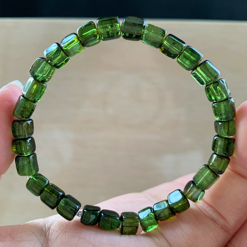 天然巴西绿碧玺随形手链饰品情侣