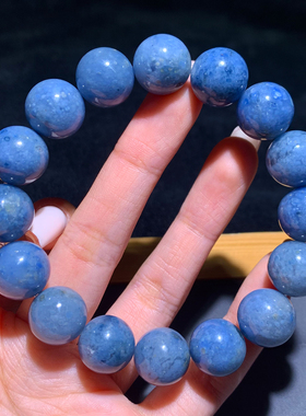 天然蓝兔毛团团单圈水晶手串绒发