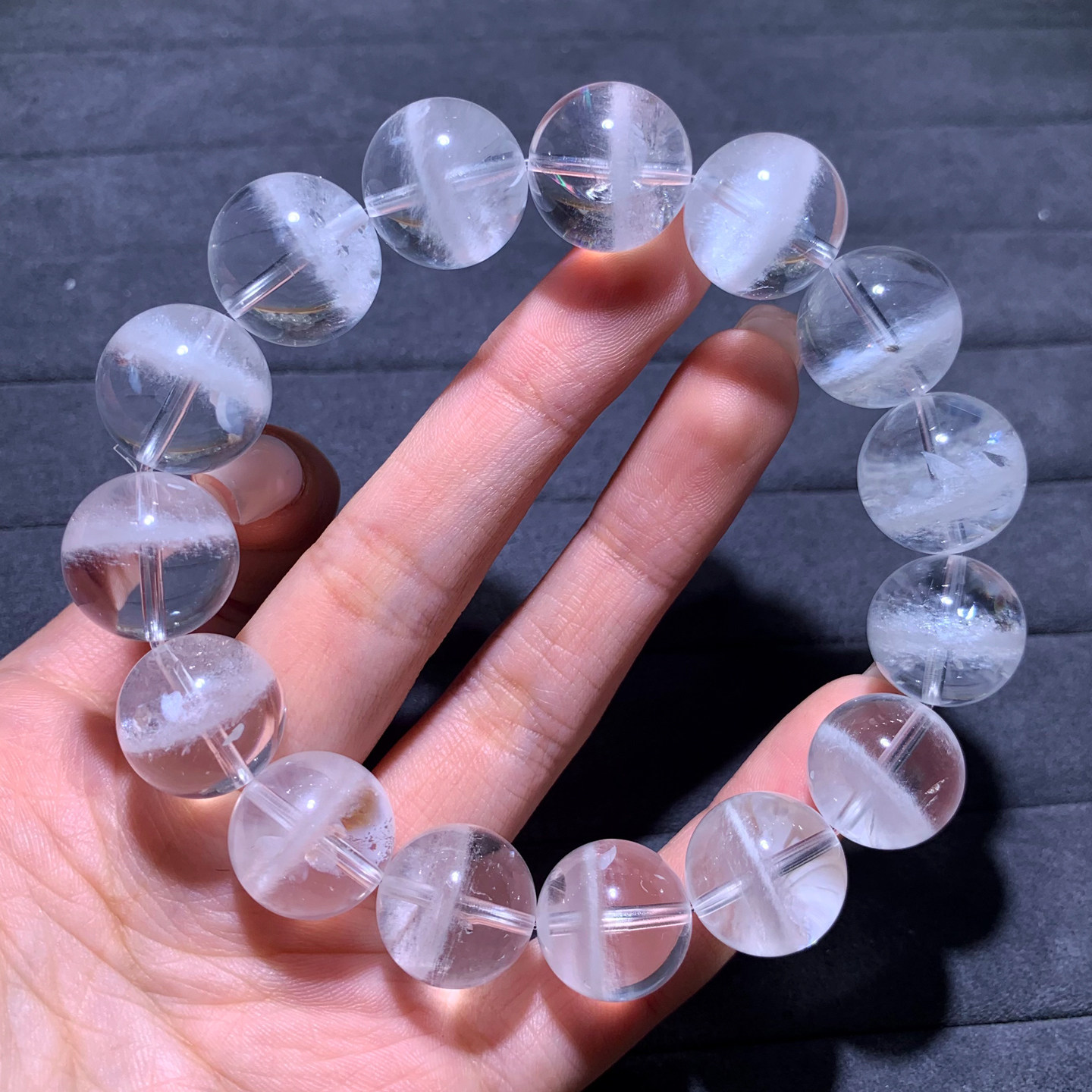 天然异象白幽灵单圈水晶手链半盆千层山金字塔情侣手串饰品送礼物