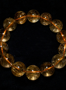 天然透体顺发铜发晶手链巴西金红钛晶水晶手串时尚饰品礼物情侣款