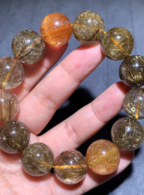 天然满矿银发晶单圈手链水晶饰品