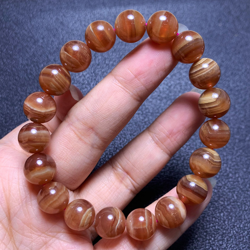 天然秘鲁红纹石花纹手串送礼物女