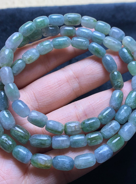 天然西瓜双色蓝绿色碧玺桶珠三圈