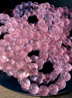 天然冰透星光粉晶手链单圈送女生