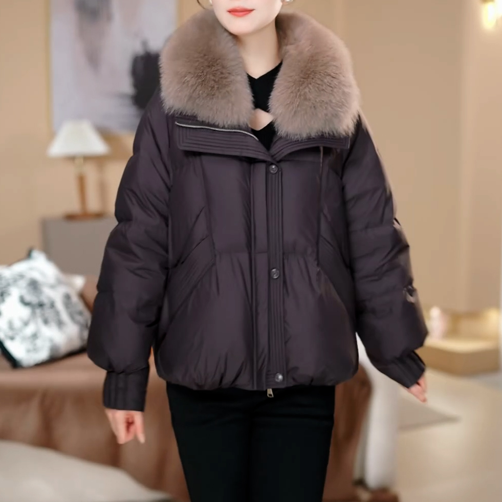 高档气质短款带毛领羽绒服女2025冬季新款妈妈加厚保暖白鸭绒外套,女装/女士精品,羽绒服,淘宝优惠券,粉丝福利购,淘宝优惠卷