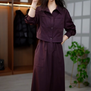 今年流行爆款长袖连衣裙女2026年春夏新款妈妈假两件薄款工装裙子