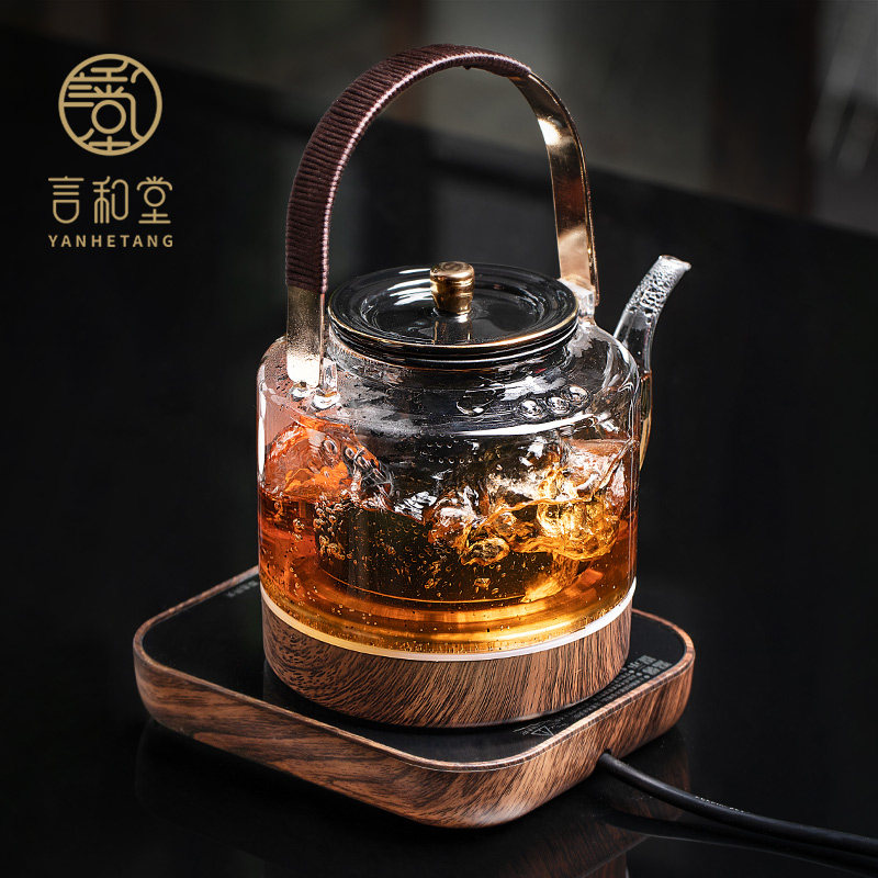 耐高温玻璃煮茶器煮茶壶蒸茶器烧水壶黑茶泡茶专用茶炉保温一体小