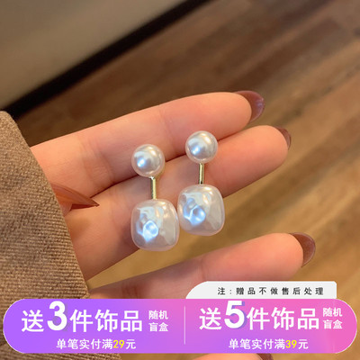 S925银针优雅法式珍珠耳钉气质复古小众设计耳环女ins风耳饰4599