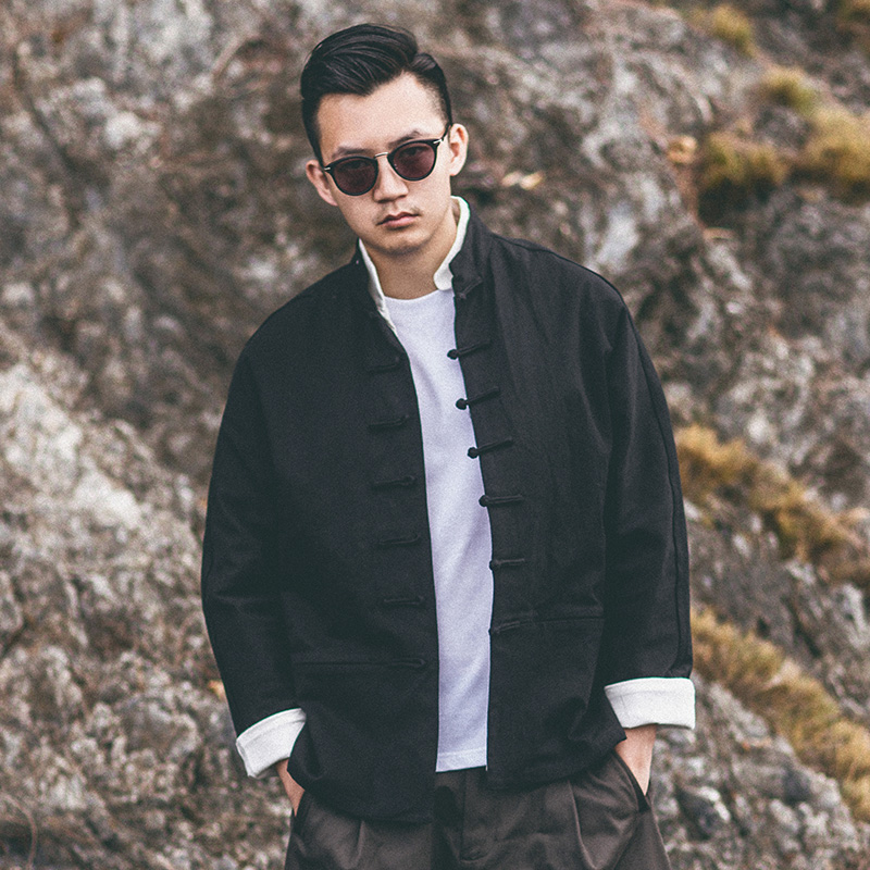 有鲤秋季中国风盘扣夹克男休闲中式复古立领青年外套男唐装男潮牌