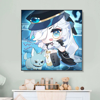 蛋仔派对逃出惊魂夜魔警艾琳diy数字油画丙烯手工填色客厅装饰画