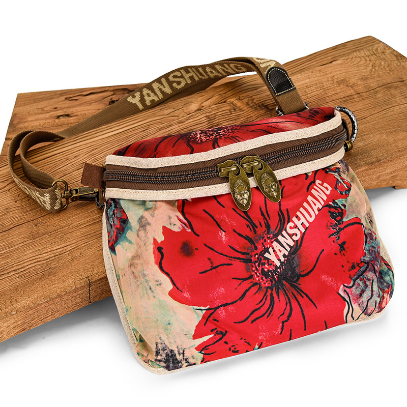 2026新款阎双女士斜挎包时尚印花帆布单肩包休闲包包小背包旅行包