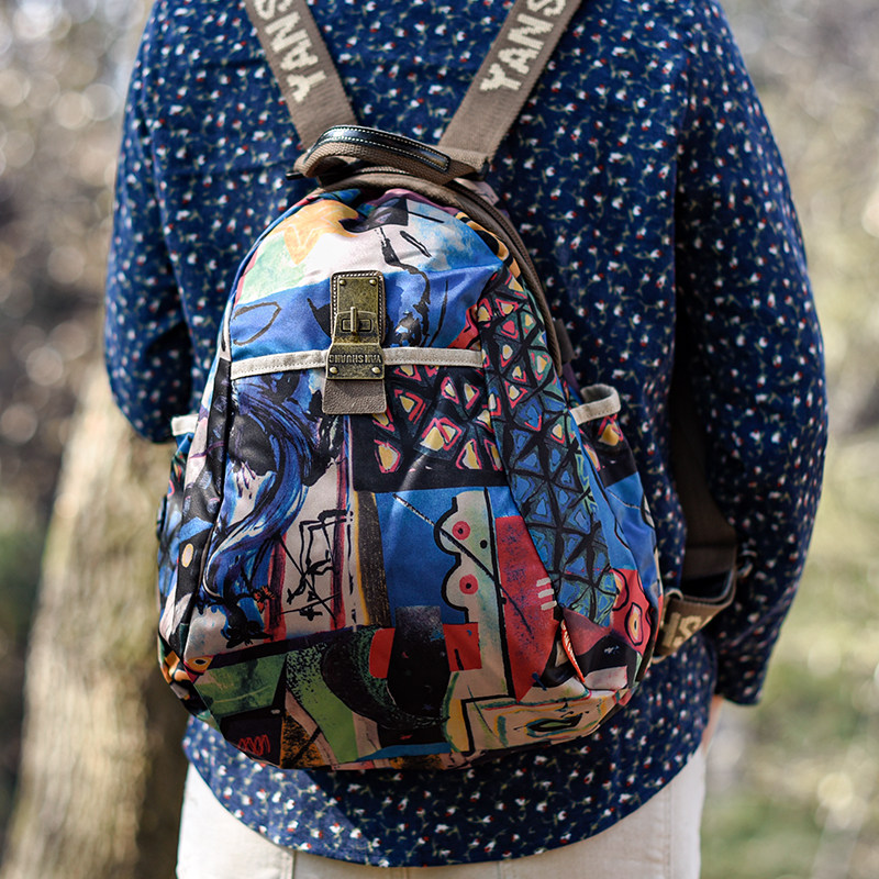 阎双秋冬时尚帆布包双肩包女个性包包小背包斜挎包百搭旅行包女士