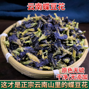 云南蝶豆花干花蓝蝴蝶搭洛神花密蒙花商用调色植物染料染饭花糯米