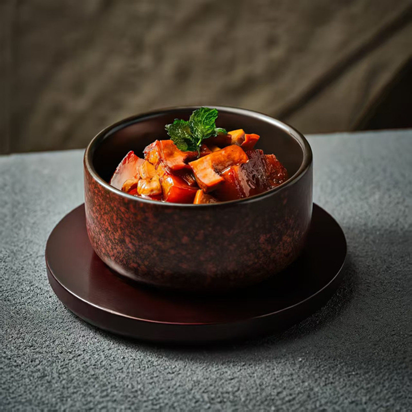 复古中式可明火干烧砂锅碗石锅拌饭红烧肉商用创意私房菜位上餐具