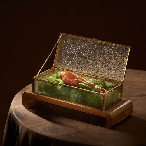 网红长方玻璃刺身火锅冷菜干冰盘