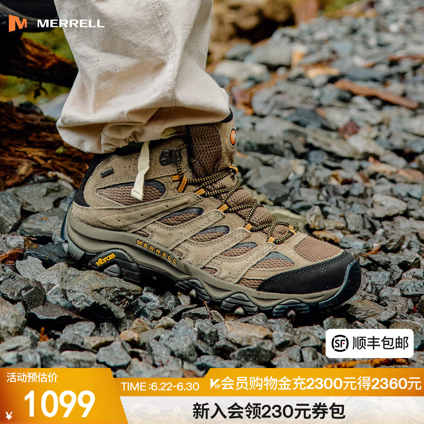 MERRELL迈乐MOAB3 GTX户外专业防水登山鞋男女款防滑中高帮徒步鞋