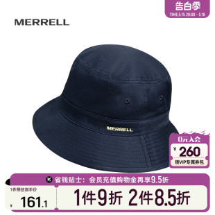 MERRELL迈乐户外运动遮阳帽防风渔夫帽中性系带可调节防晒帽男女