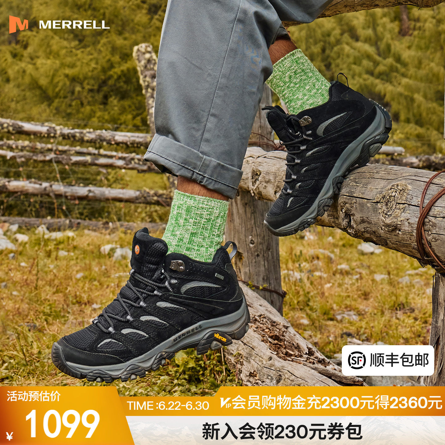 MERRELL迈乐MOAB3 GTX专业防水高帮登山鞋男女防滑耐磨户外徒步鞋