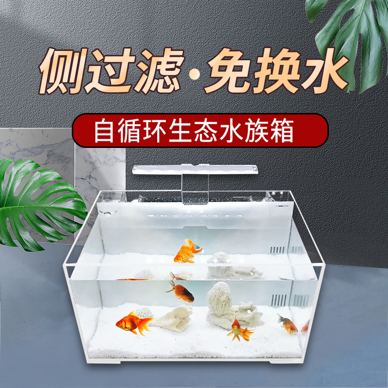 背滤鱼缸养龟免换水生态开放式亚克力小型客厅自循环家用水族箱