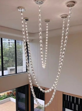 设计师项链水晶酒杯灯现代别墅轻奢loft公寓复式楼挑空客厅吊灯具
