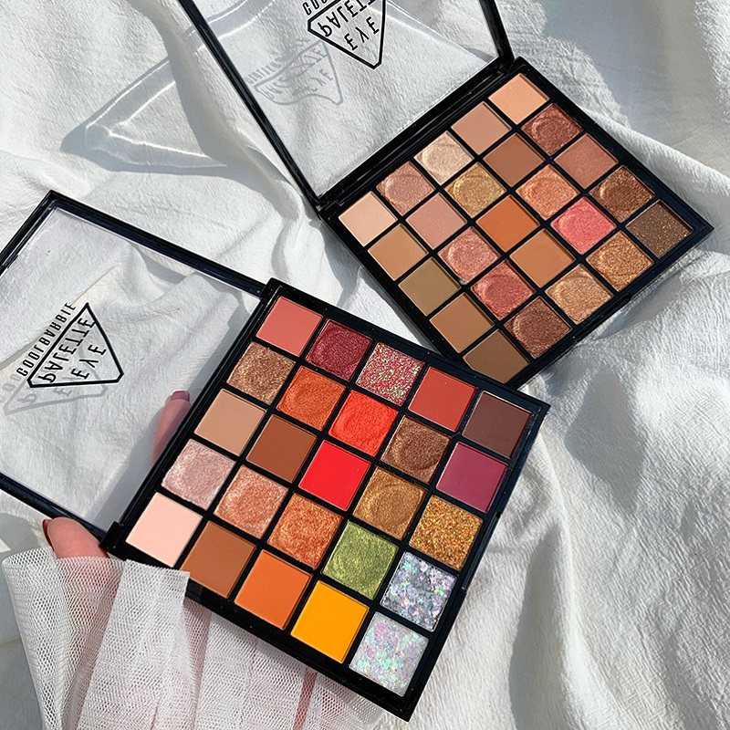 眼影盘ins超火超闪粉珠光亮片大地色小众粉菊2025新款奶茶色正品