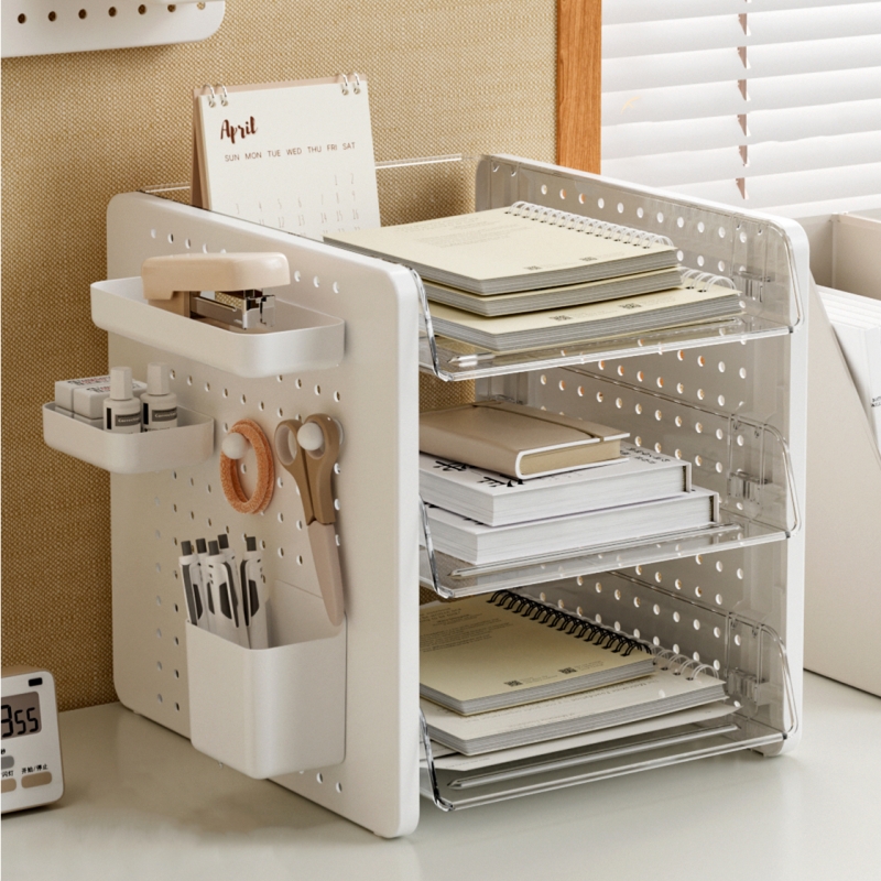 日式桌面文件收纳置物架洞洞板