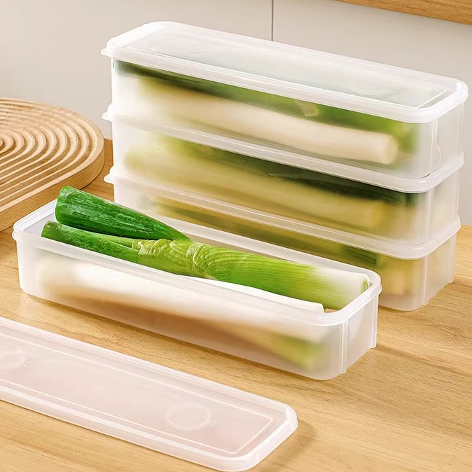 冰箱葱段收纳盒食物密封保鲜盒防串味长方形食品级厨房日常整理盒