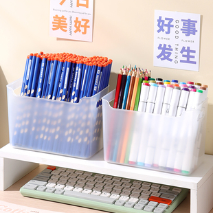 笔筒收纳盒办公室桌面学生儿童男孩女孩马克笔轻奢高级感笔桶大容量创意可爱亚克力多功能画笔高颜值透明笔架
