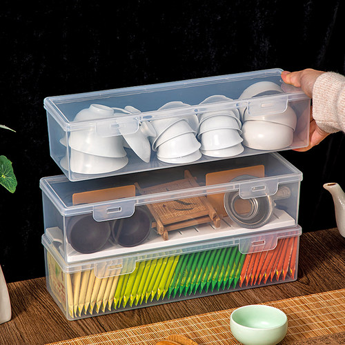 茶具收纳盒带盖防尘透明茶几桌面茶叶茶杯整理存放功夫茶壶置物架